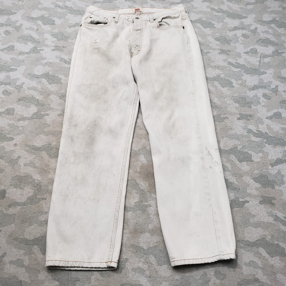 VTG‎ Levi's 501 Jeans Mens 36x32 Gray Button Fly Y2k Straight Leg Made In USA